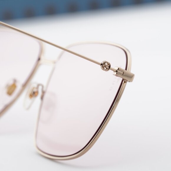 Gucci GG0394S 004 Women Square Sunglasses - Gold/Pink main image 8